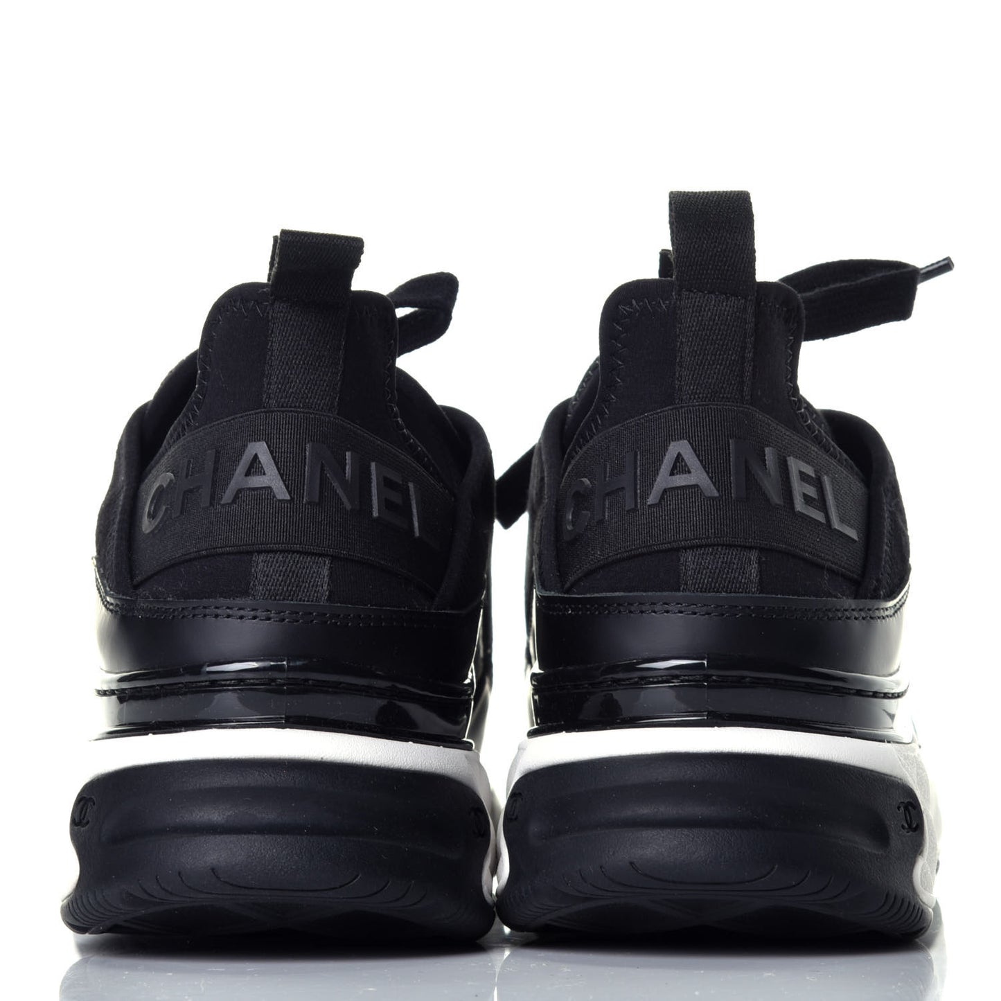 Velvet Calfskin Mixed Fibers CC Sneakers 37.5 Black