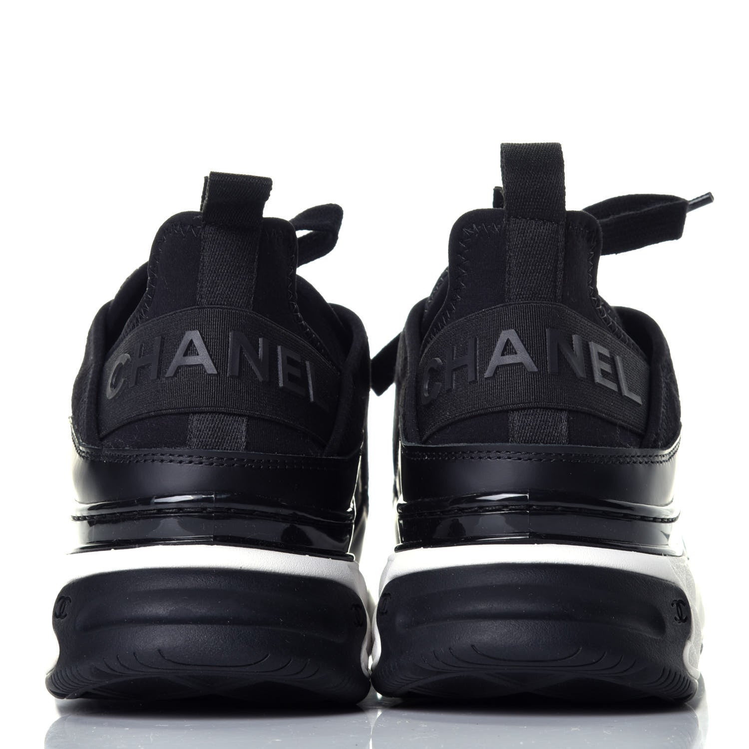 Chanel Velvet Calfskin Mixed Fibers CC Sneakers 37.5 Black 5 of 10