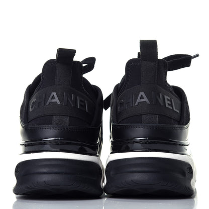 Chanel Velvet Calfskin Mixed Fibers CC Sneakers 37.5 Black 5 of 10