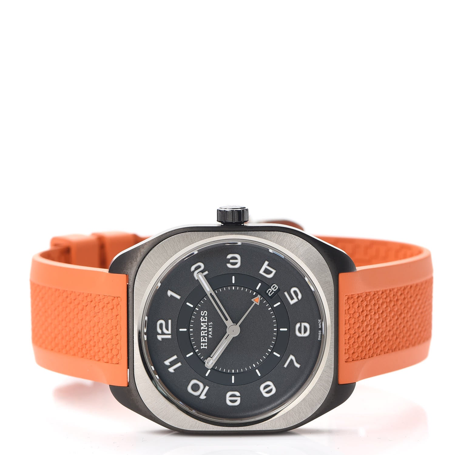 Hermes DLC Coated Titanium Rubber 39mm H08 Automatic Watch Orange 2 of 6