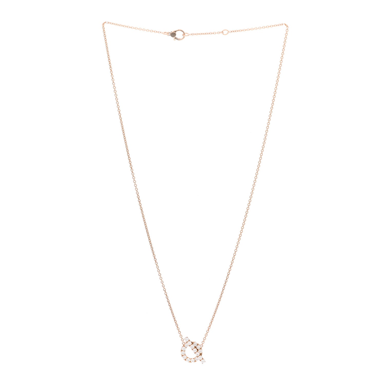 Hermes 18K Rose Gold Diamond Finesse Pendant Necklace 3 of 5