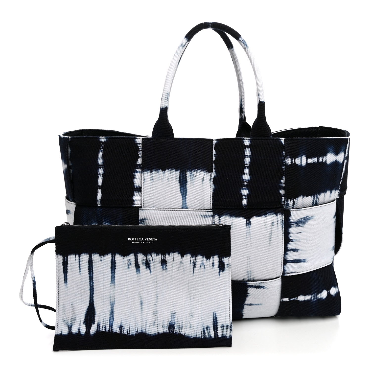Bottega Veneta Denim Tie Dye Maxi Intrecciato Large Arco Tote Navy White 3 of 11