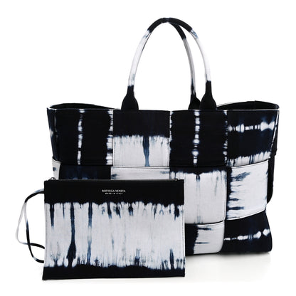 Bottega Veneta Denim Tie Dye Maxi Intrecciato Large Arco Tote Navy White 3 of 11