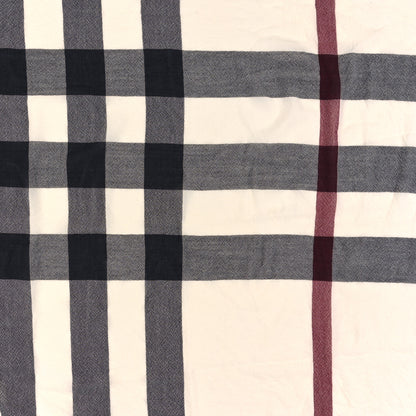 Burberry Wool Silk Gauze Giant Check Lightweight Scarf White 3 of 3