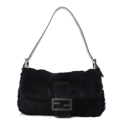 Fendi Rabbit Fur Baguette Black 1 of 9