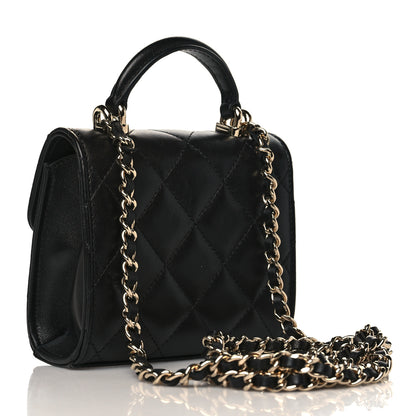 Chanel Lambskin Quilted Top Handle Flap Clutch With Chain Black 3 of 11