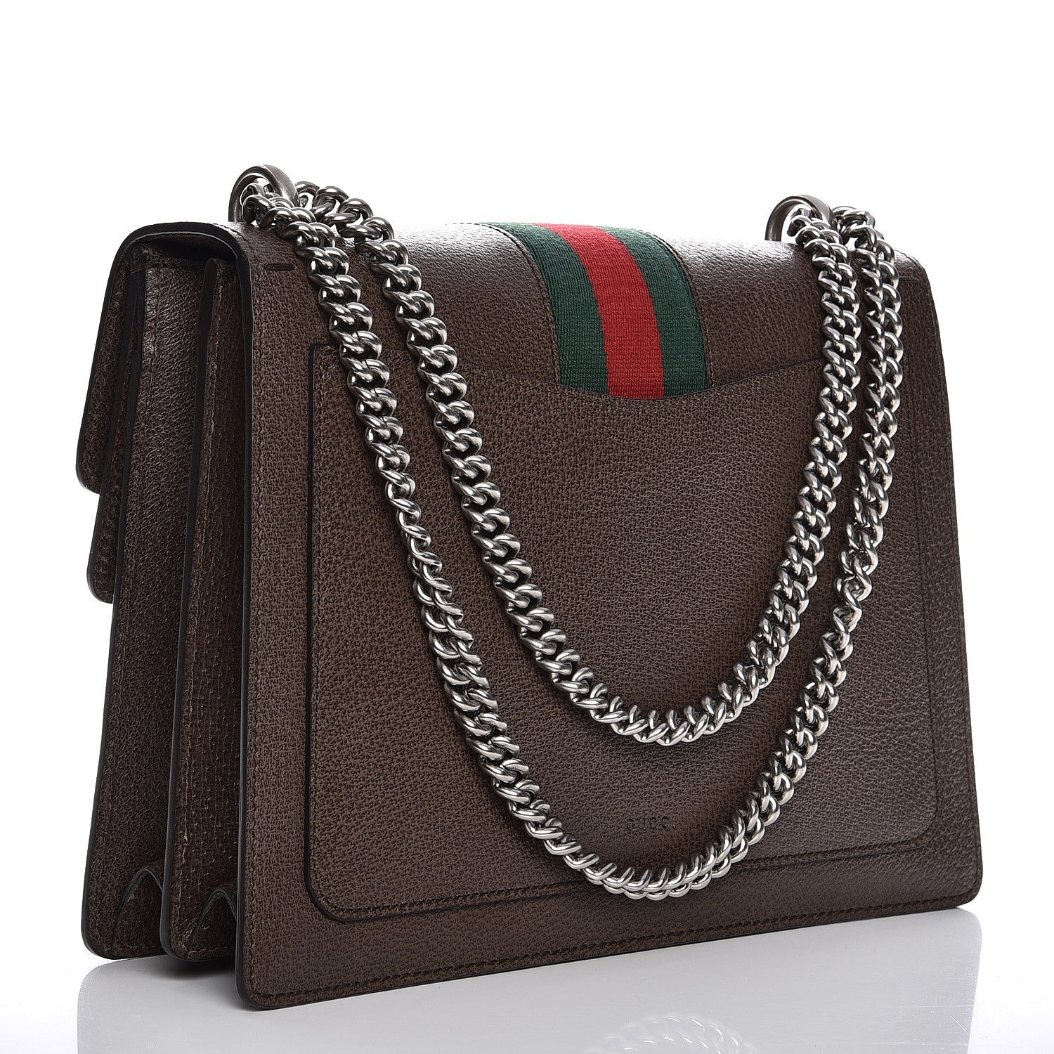 Gucci Textured Calfskin Web Medium Dionysus Shoulder Bag New Acero 3 of 9