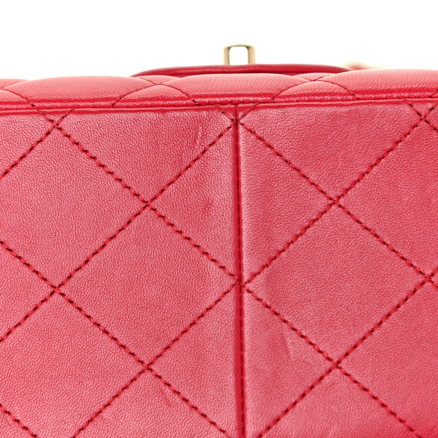 Lambskin Quilted Jumbo Double Flap Red