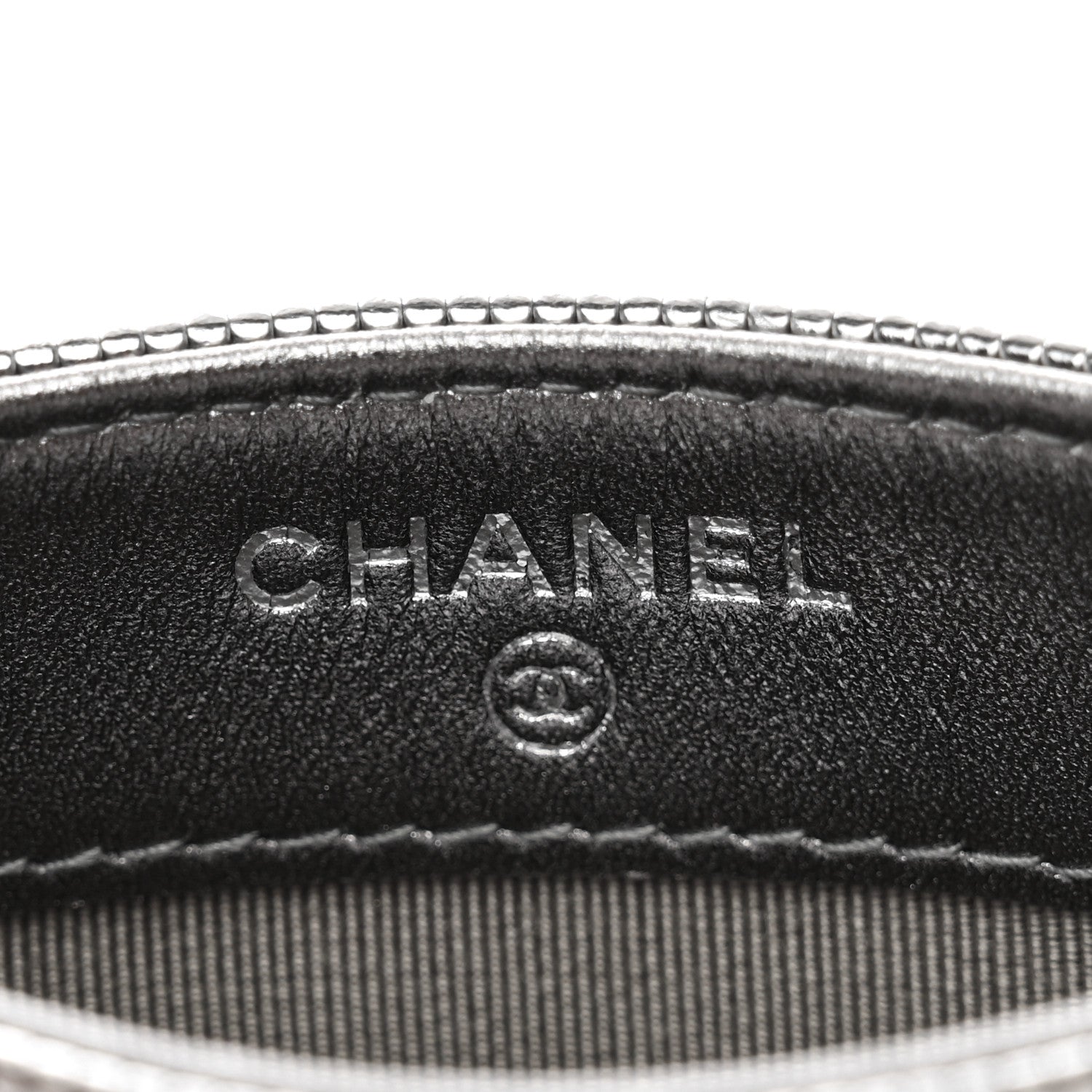 Chanel Metallic Calfskin Pixel Effect Card Holder Dark Silver 6 of 8