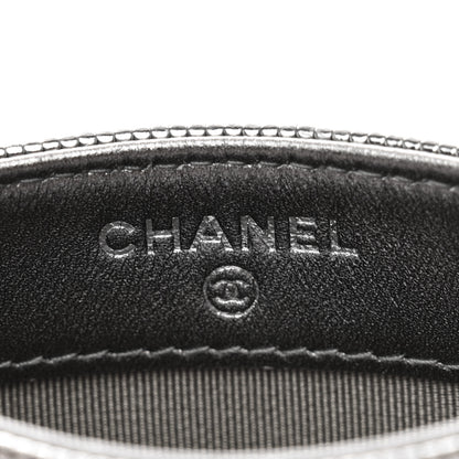 Chanel Metallic Calfskin Pixel Effect Card Holder Dark Silver 6 of 8