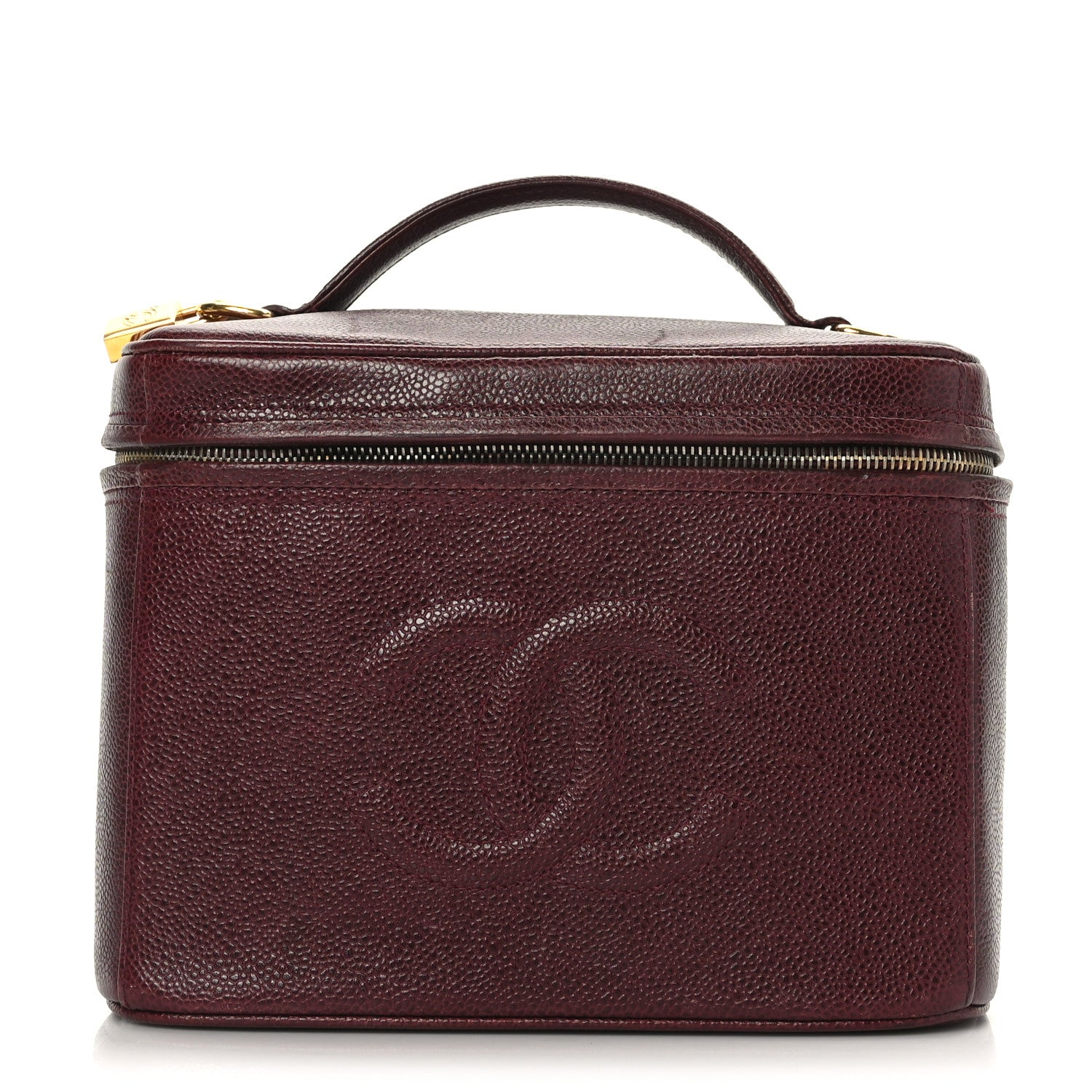 Chanel Caviar Vanity Cosmetic Case Burgundy 1 of 12