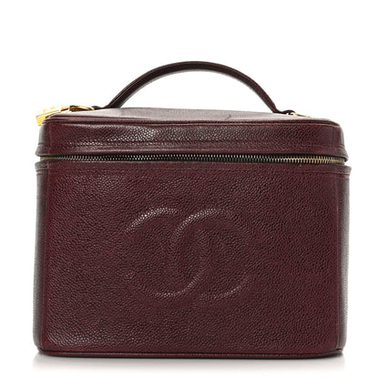 Chanel Caviar Vanity Cosmetic Case Burgundy 1 of 12