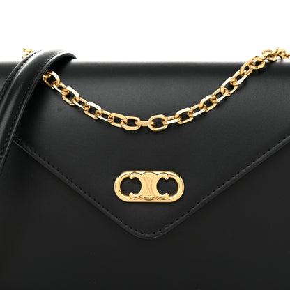 Celine Shiny Calfskin Triomphe Maillon Wallet on Chain Black 8 of 10