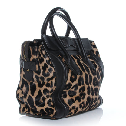 Celine Leopard Pony Hair Mini Luggage Brown 3 of 9