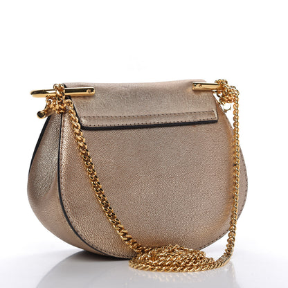 Chloe Metallic Grained Goatskin Nano Drew Shoulder Bag Abstract Gold 3 of 9