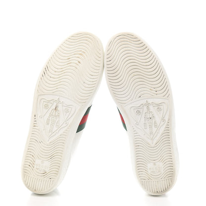 Gucci Calfskin Ayers Bee Embroidered Womens Ace Sneakers 38 White Green 6 of 10