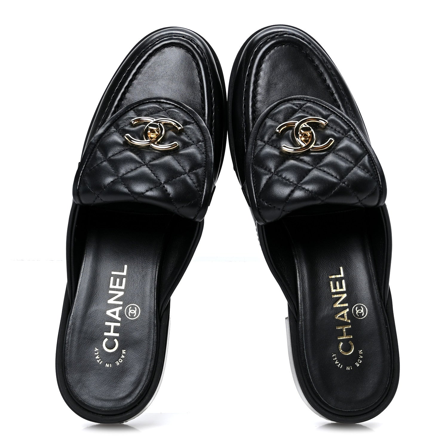 Chanel Lambskin Quilted CC Turnlock Mules 38.5 Black 2 of 10