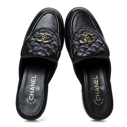 Chanel Lambskin Quilted CC Turnlock Mules 38.5 Black 2 of 10