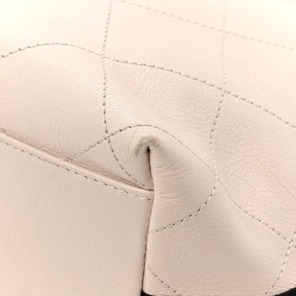 Chanel Calfskin Stitched Large Button Up Hobo Ivory Black 13 of 14