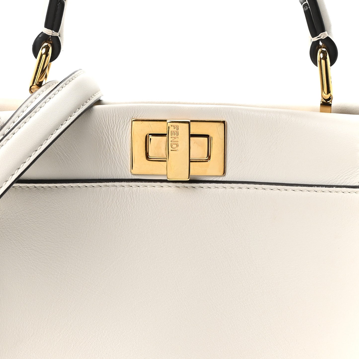 Vitello Seta Suede FF Mini Peekaboo Iconic Satchel White Ice