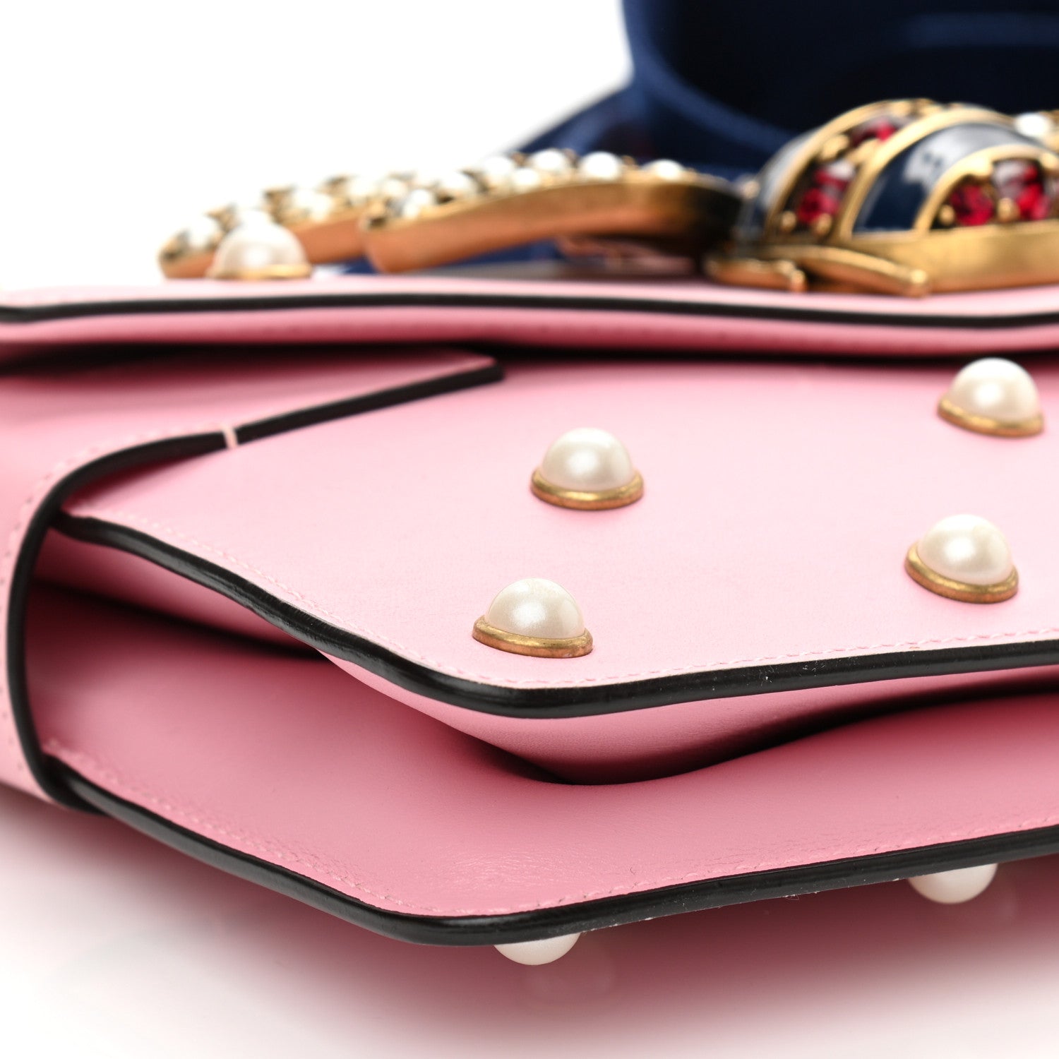 Gucci Nappa Pearl Studded Mini Queen Margaret Broadway Shoulder Bag Sugar Pink 9 of 12