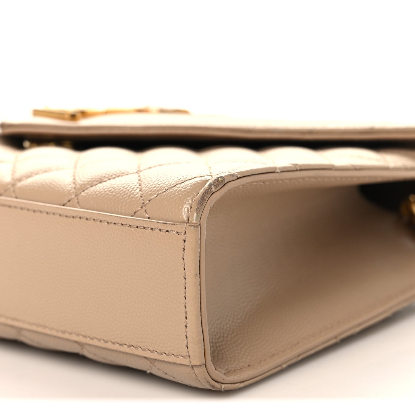 Grain De Poudre Textured Mixed Matelasse Triquilt Small Monogram Satchel Dark Beige