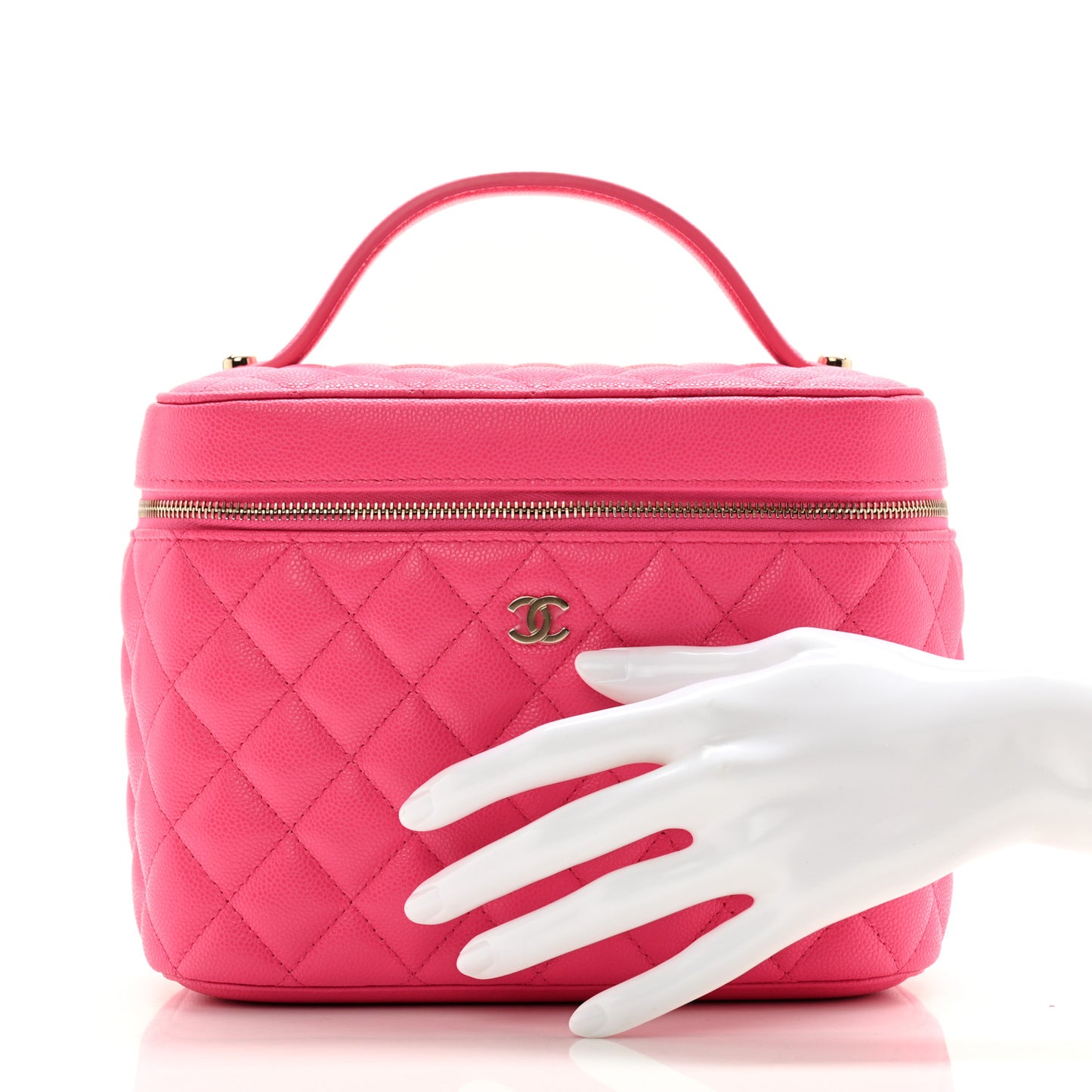 Caviar Quilted Large Vanity Pouch Pink