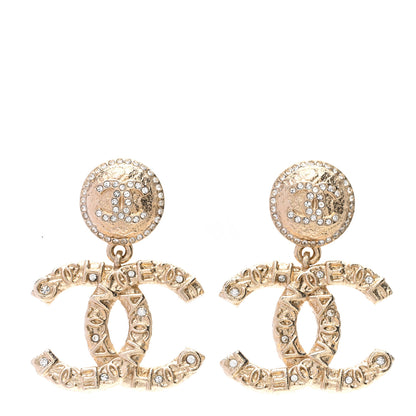 Chanel Crystal CC Drop Logo Earrings Gold 1 of 5