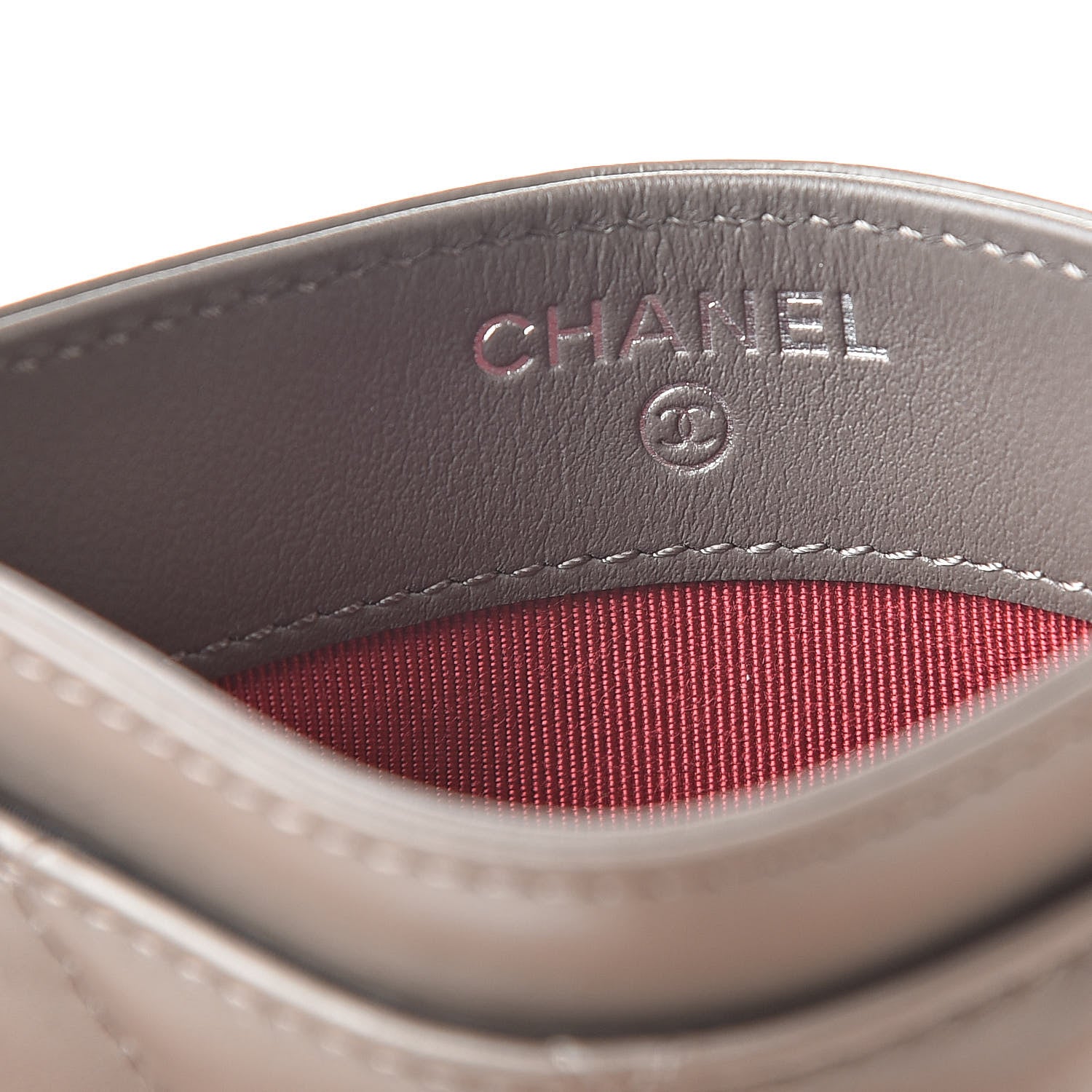 Chanel Aged Calfskin Quilted Gabrielle Card Holder Wallet Grey 6 of 9