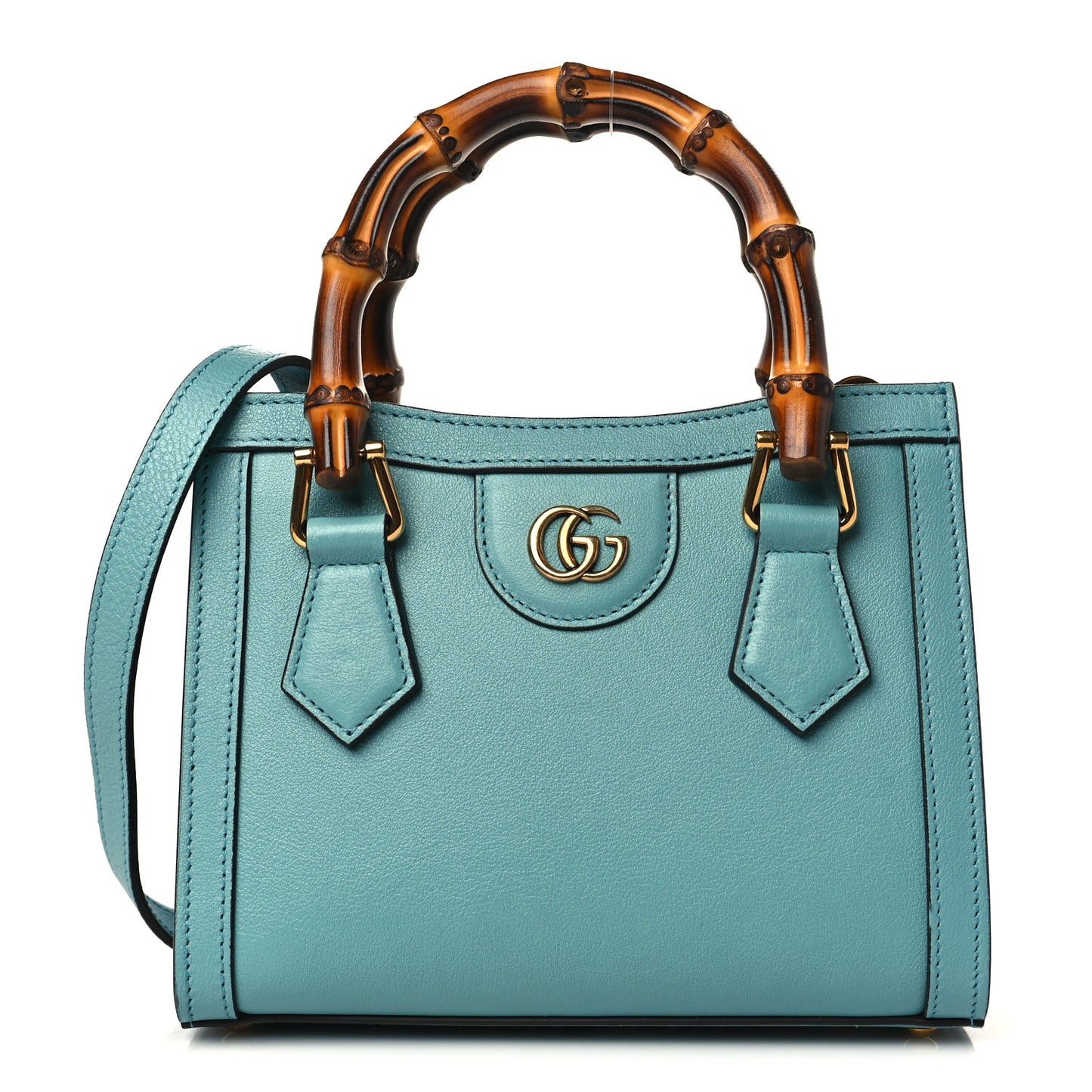Wonka Grain Calfskin Mini Diana Tote Bag Dusty Azure Orange Fluo