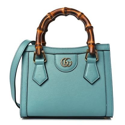 Gucci Wonka Grain Calfskin Mini Diana Tote Bag Dusty Azure Orange Fluo 1 of 9