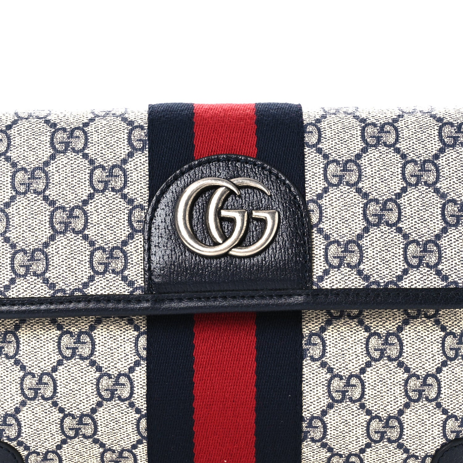 Gucci GG Supreme Monogram Web Small Ophidia Belt Bag 80 32 Beige Navy 7 of 9