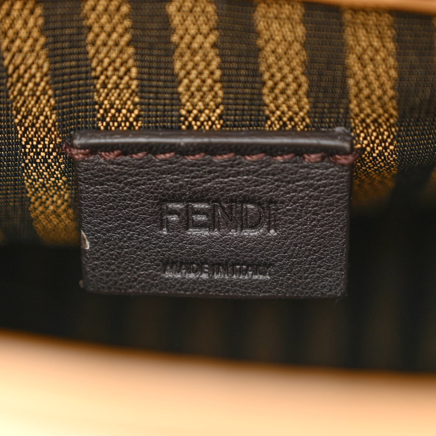 Fendi Vitello King Plexiglass Logo Embossed Mini Fendi Sunshine Shopper Tote Miele Scuro 6 of 13