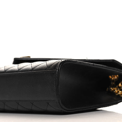 Saint Laurent Grain De Poudre Textured Mixed Matelasse Triquilt Medium Monogram Satchel Black 9 of 11