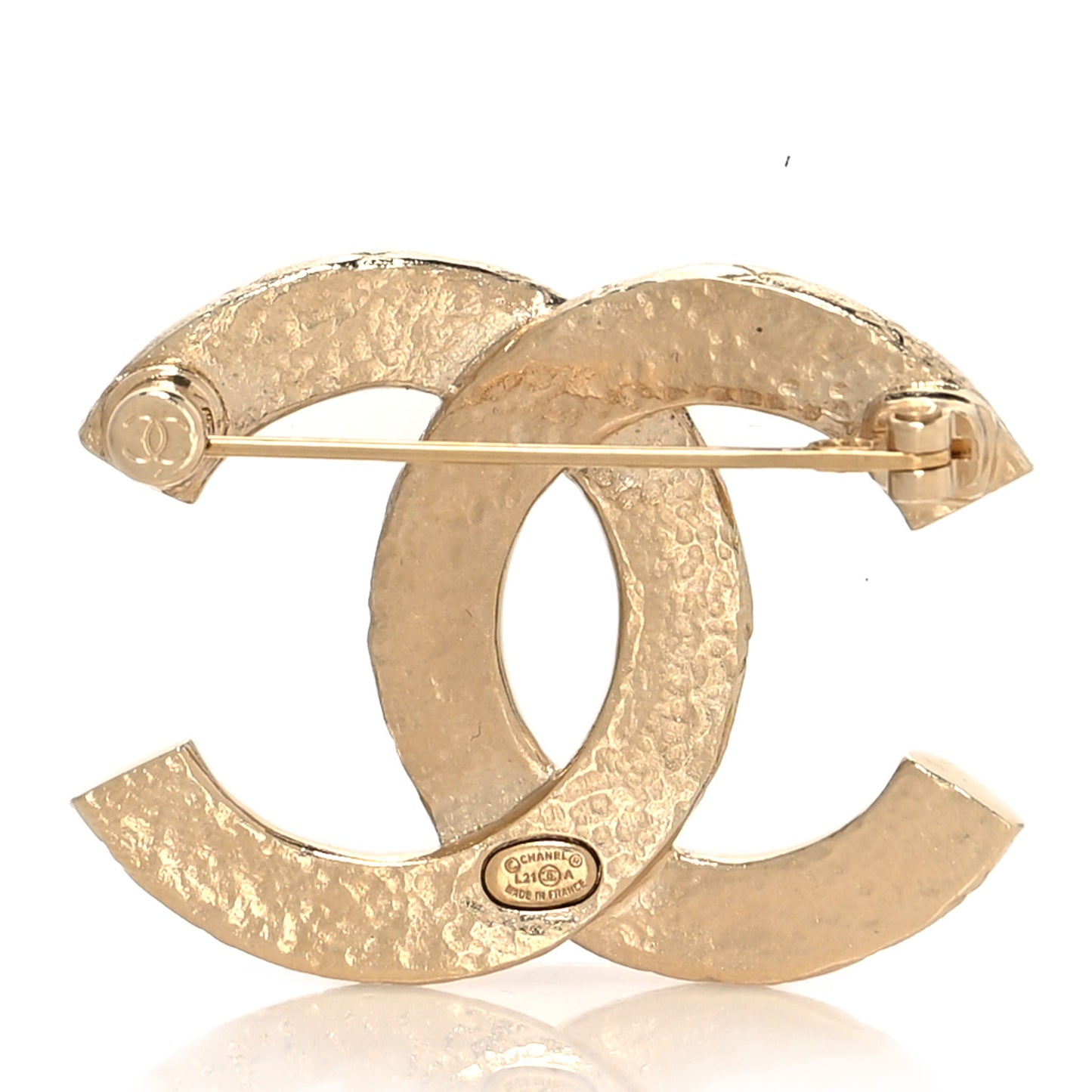 Metal CC Quilted Brooch Light Gold