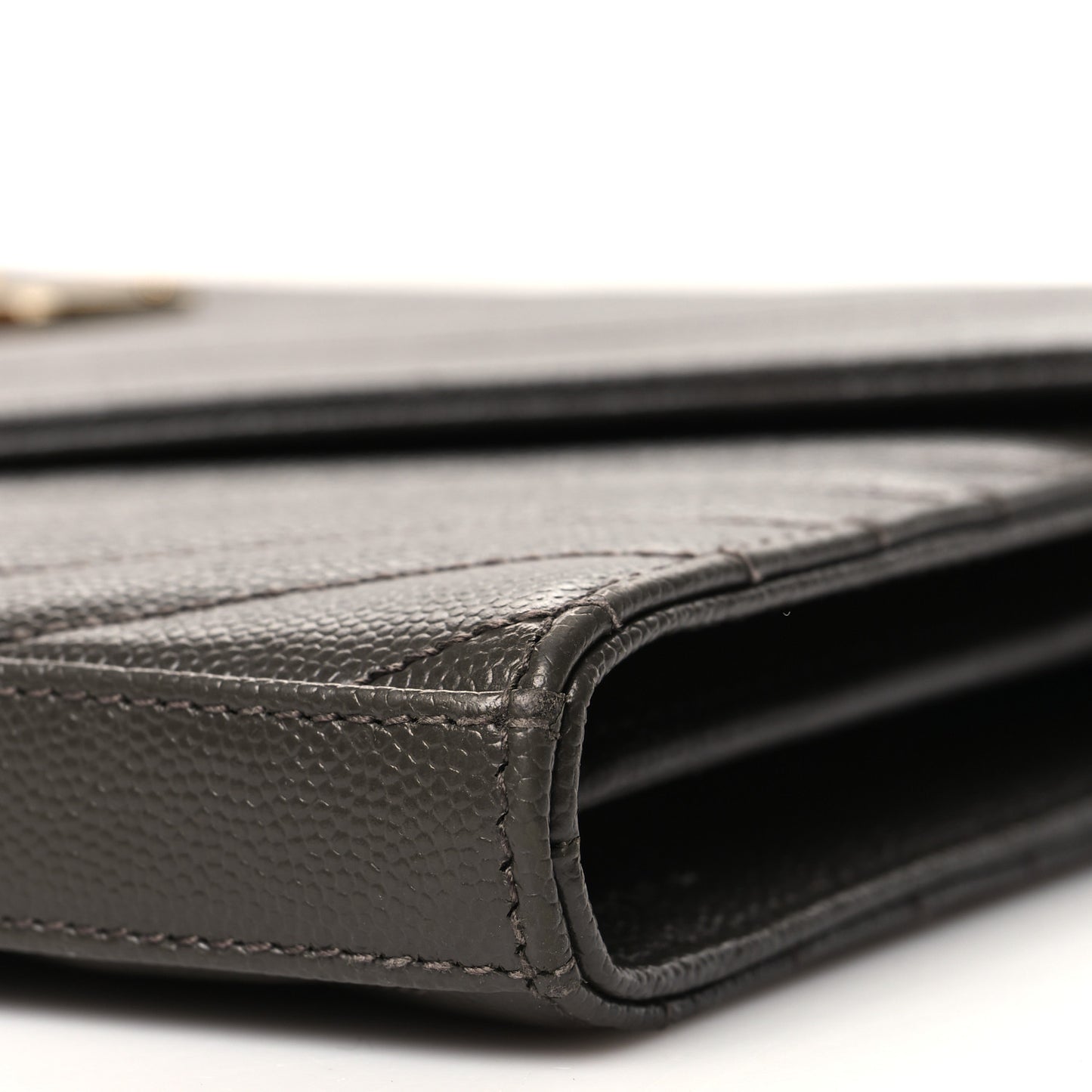 Grain De Poudre Matelasse Chevron Monogram Chain Wallet Oyster Grey