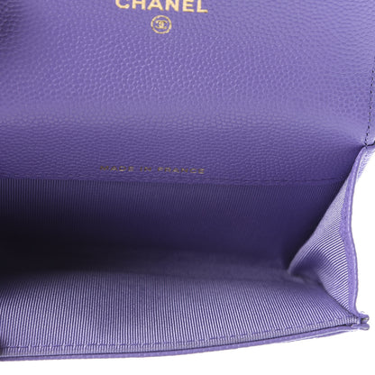 Chanel Caviar Quilted Flap Card Holder Wallet Purple 5 of 7