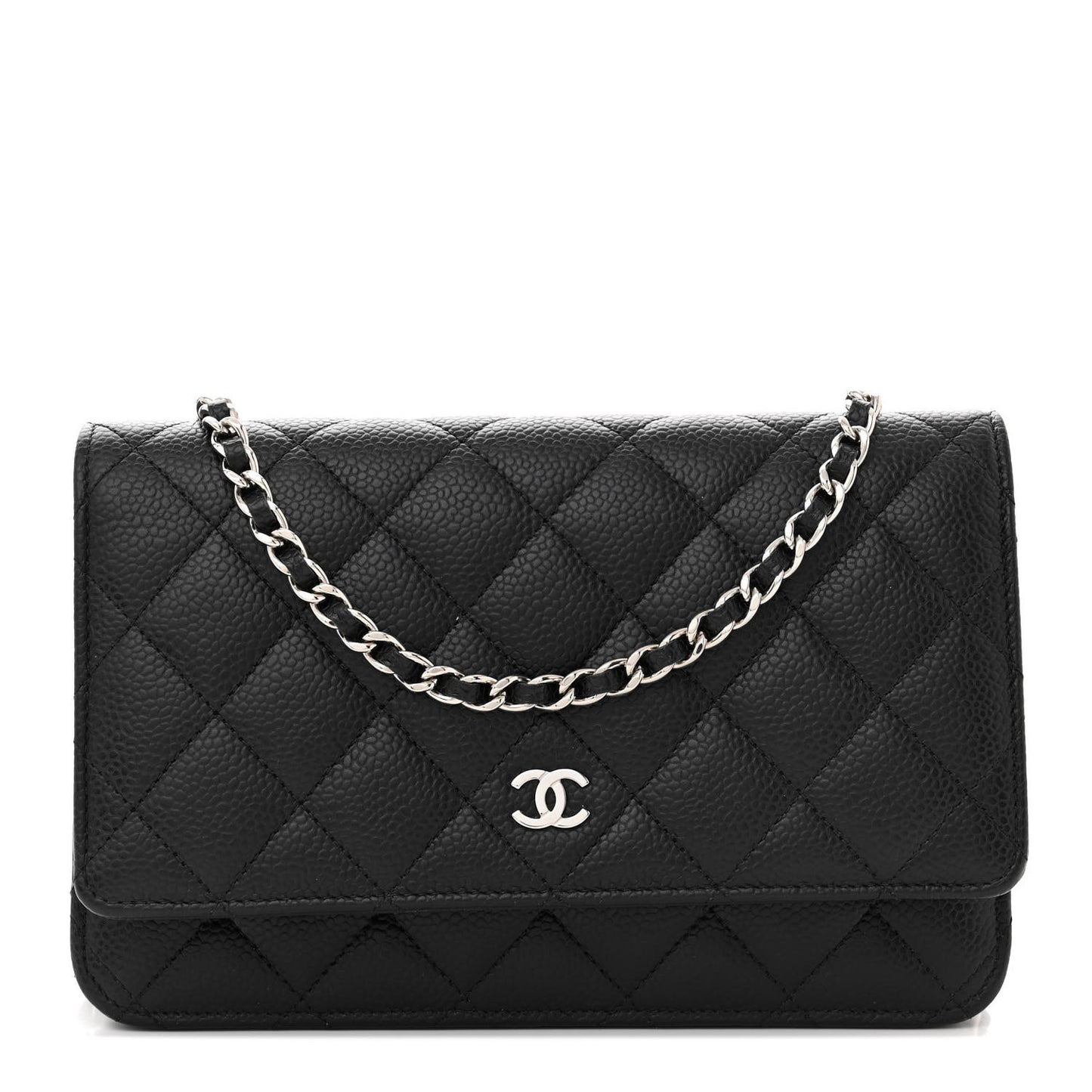 Caviar Quilted Wallet on Chain WOC Black