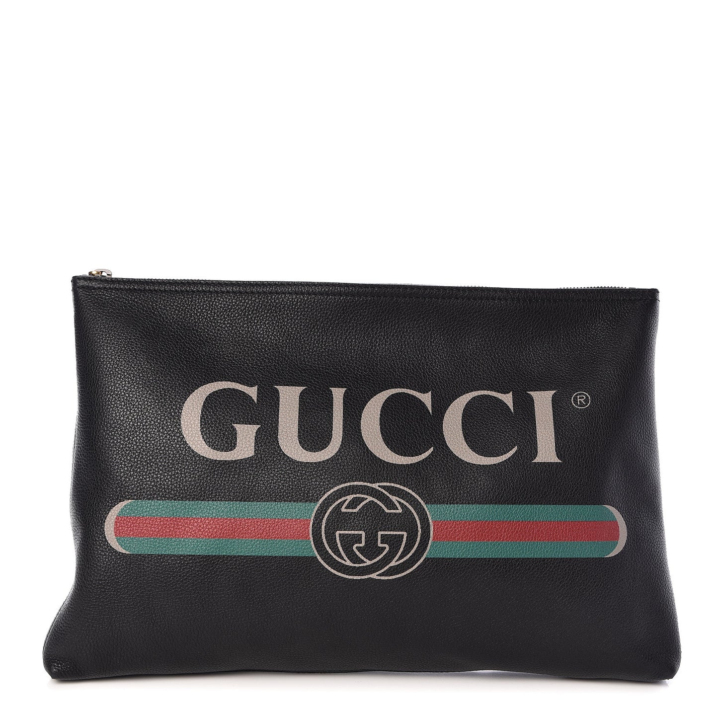 Pebbled Calfskin Large Logo Portfolio Clutch Black