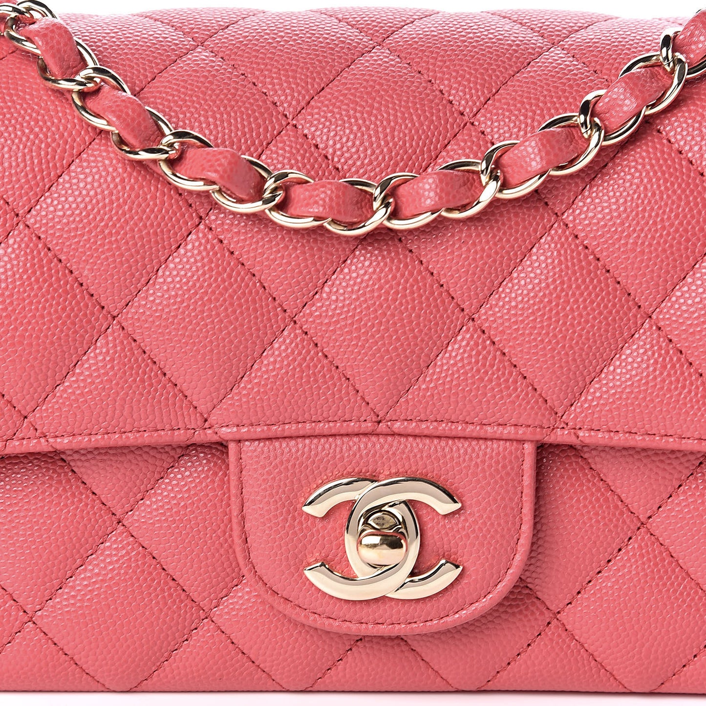 Caviar Quilted Mini Rectangular Flap Dark Pink