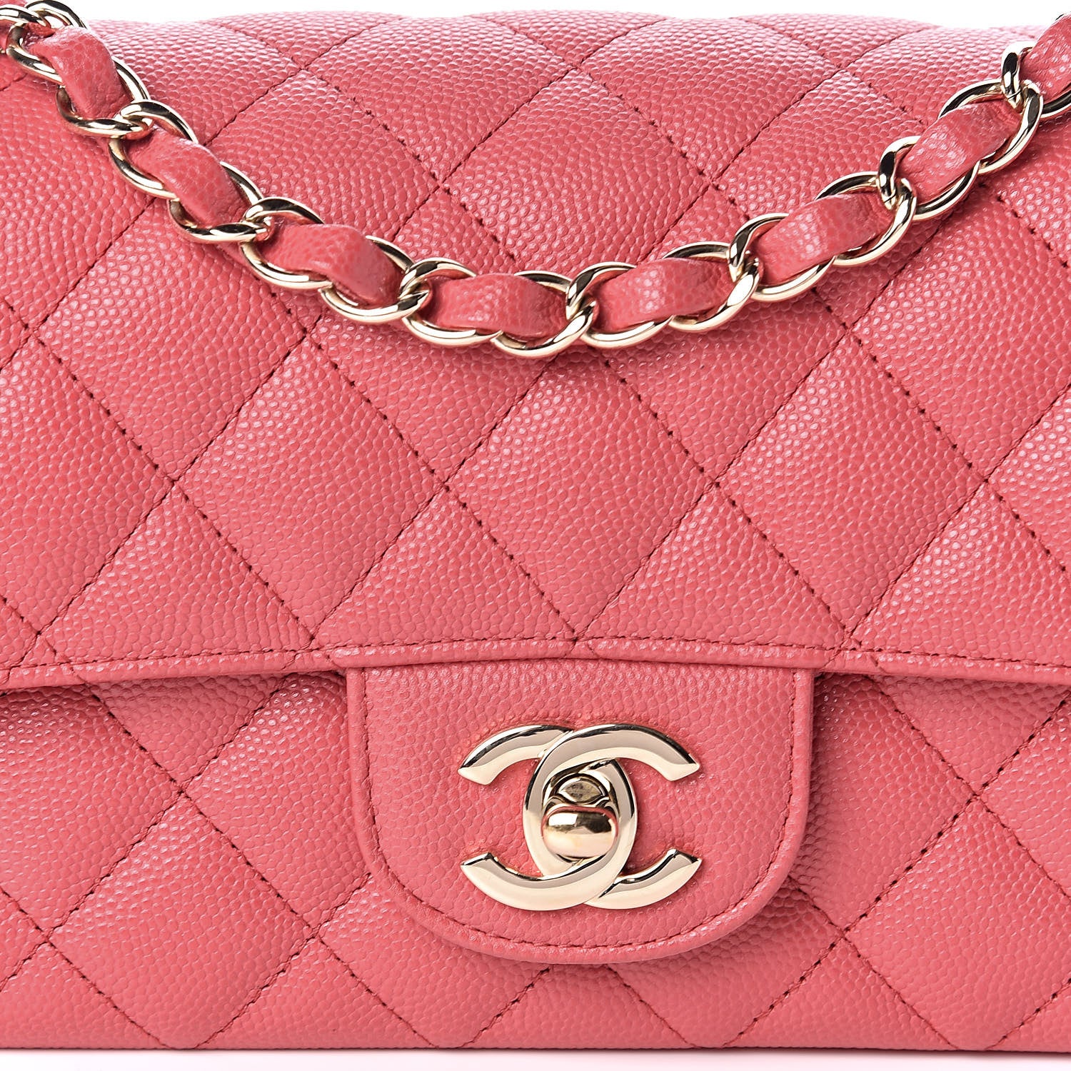 Chanel Caviar Quilted Mini Rectangular Flap Dark Pink 10 of 10