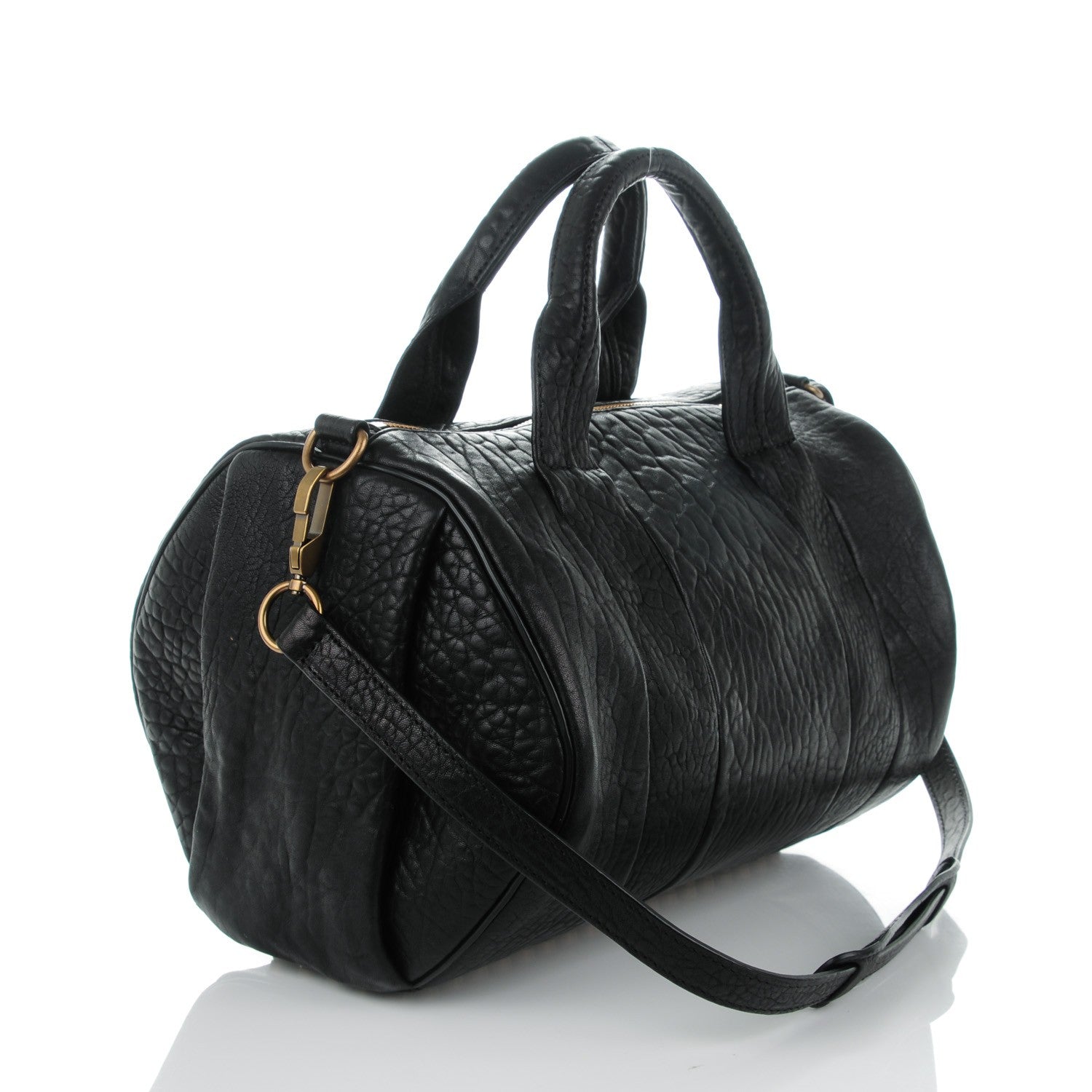 Alexander Wang Pebbled Lambskin Rocco Black Antique Brass Hardware 3 of 8