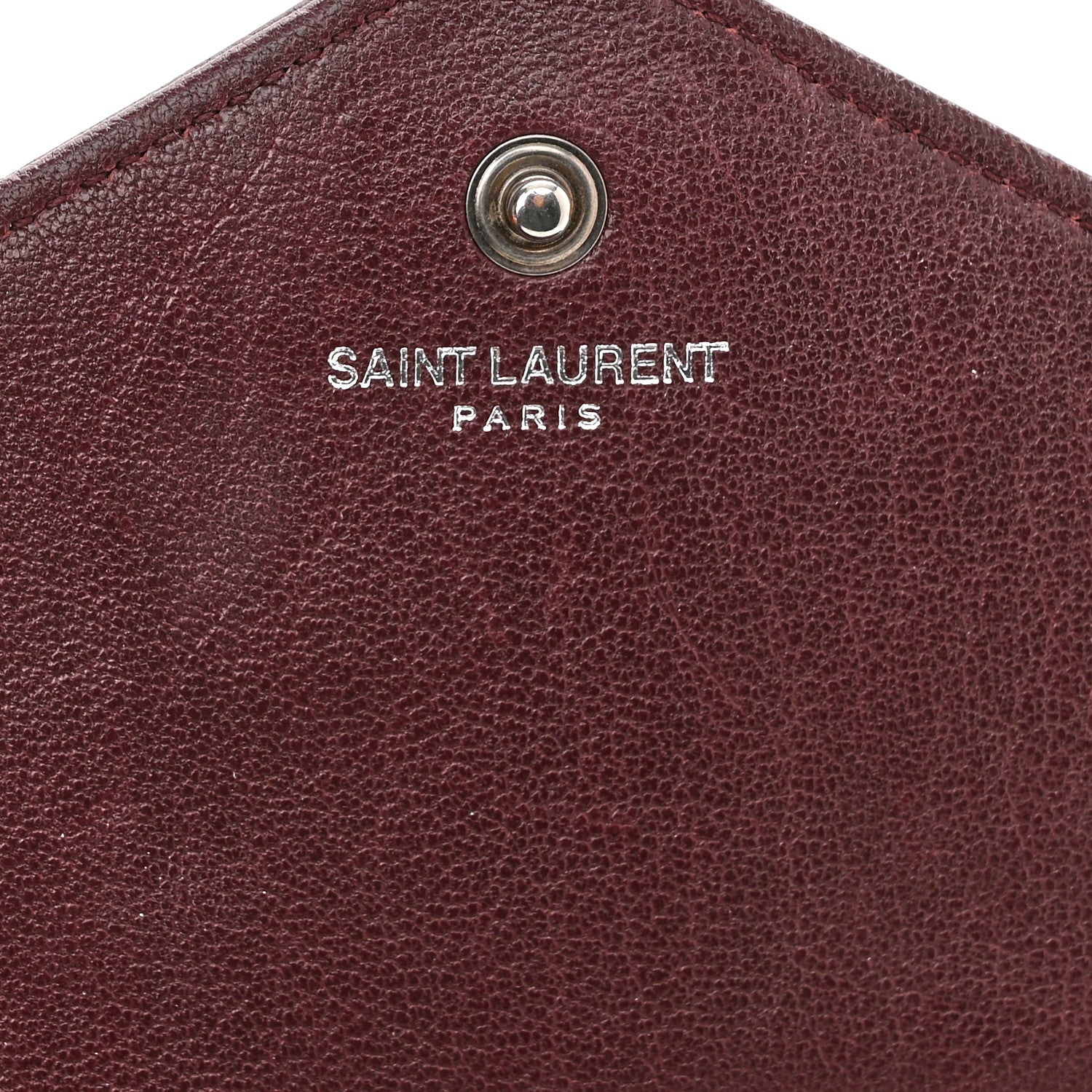 Saint Laurent Sheepskin Tri-Quilt Monogram Envelope Chain Wallet Burgundy 6 of 12