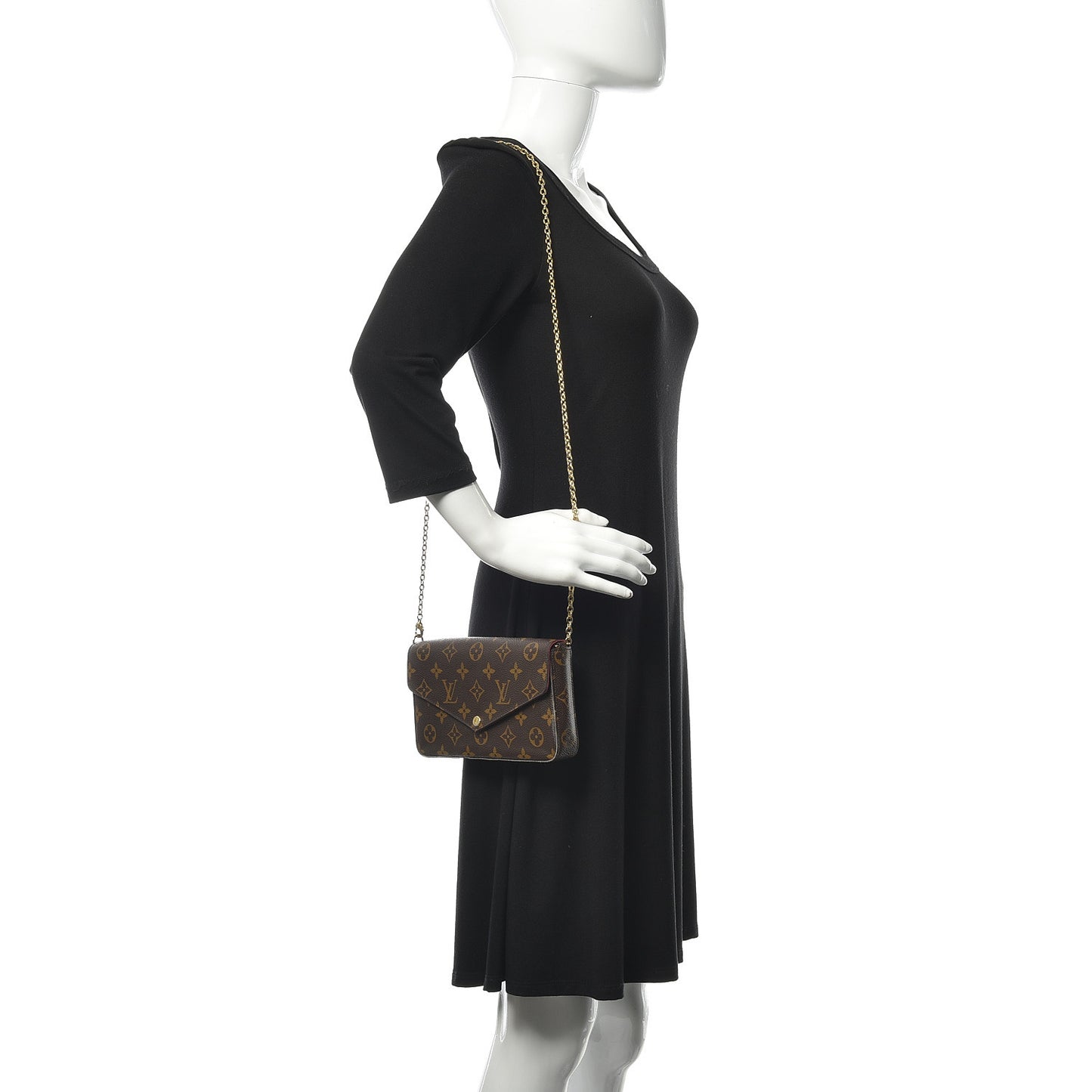 Monogram Pochette Felicie Chain Wallet Fuchsia