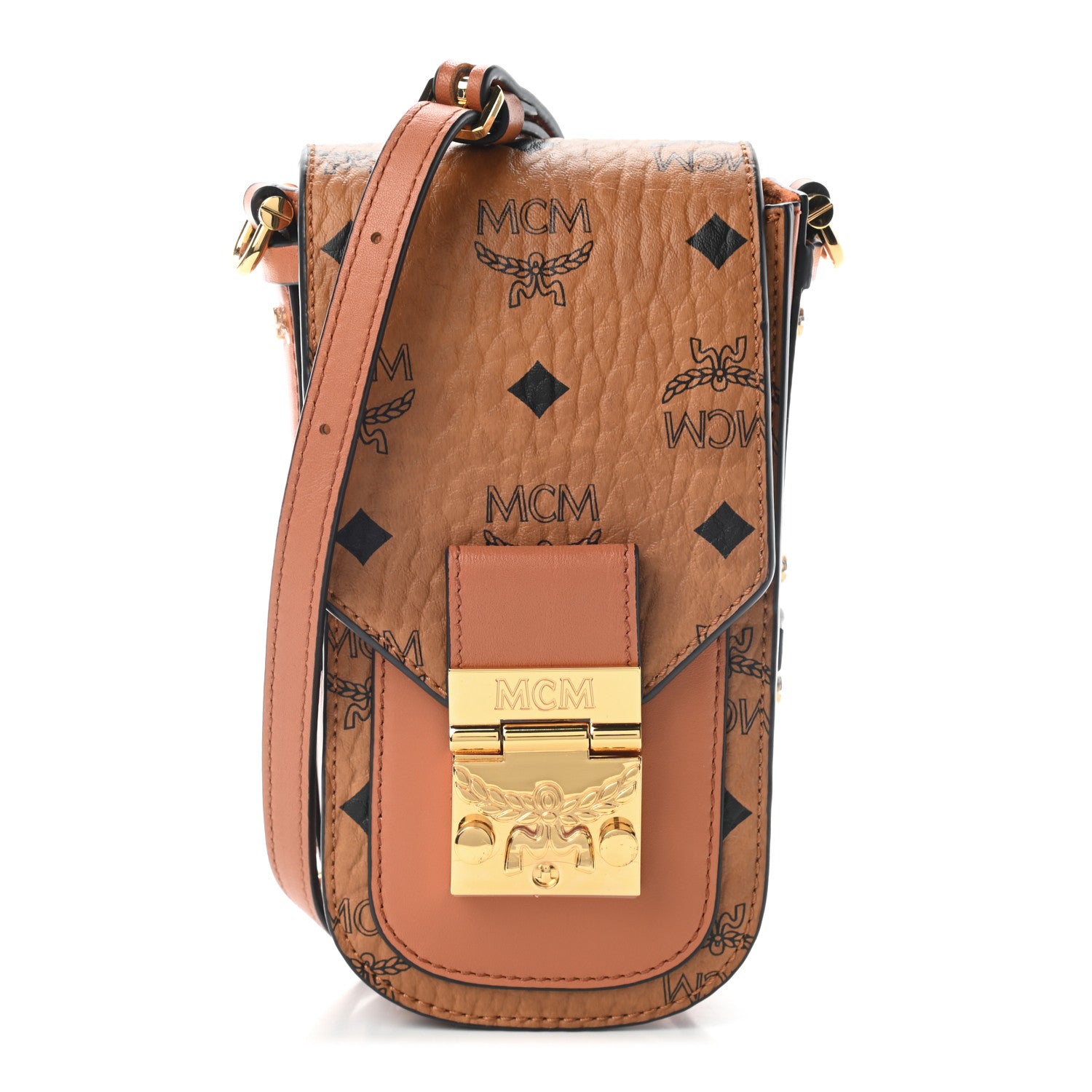 MCM Visetos Crossbody Pouch Cognac 1 of 6