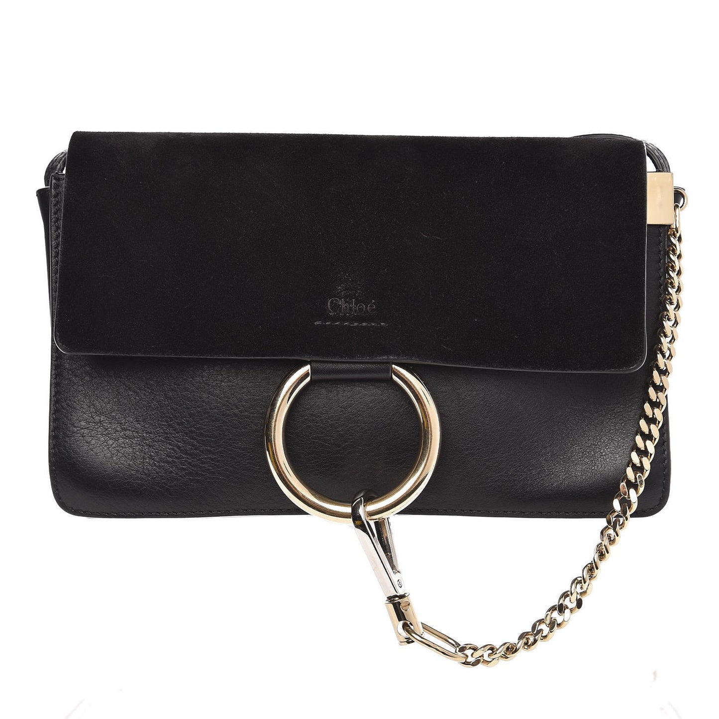Suede Calfskin Small Faye Shoulder Bag Black