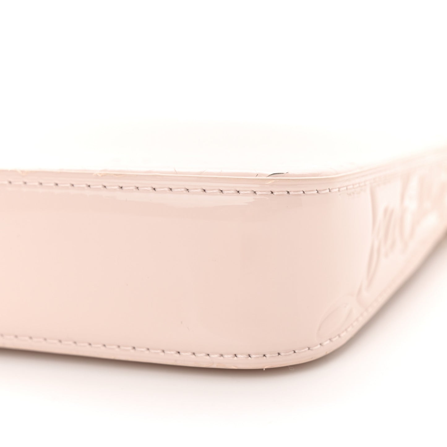 Patent Calfskin Snake Effect Loubila Chain Clutch Light Pink