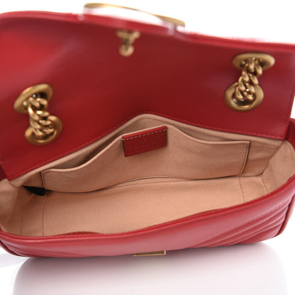 Gucci Calfskin Matelasse Mini GG Marmont Shoulder Bag Hibiscus Red 5 of 7