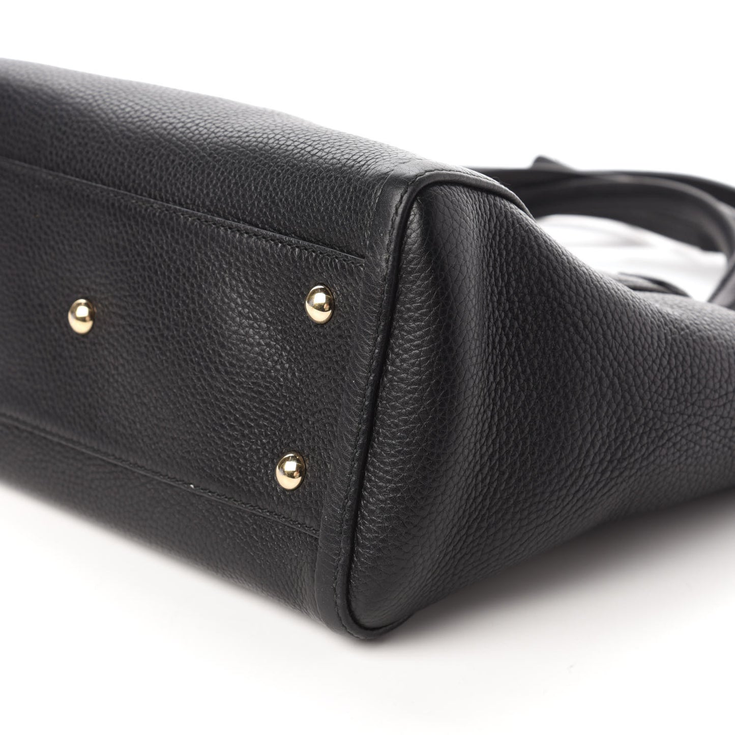 Pebbled Calfskin Small Soho Top Handle Bag Black