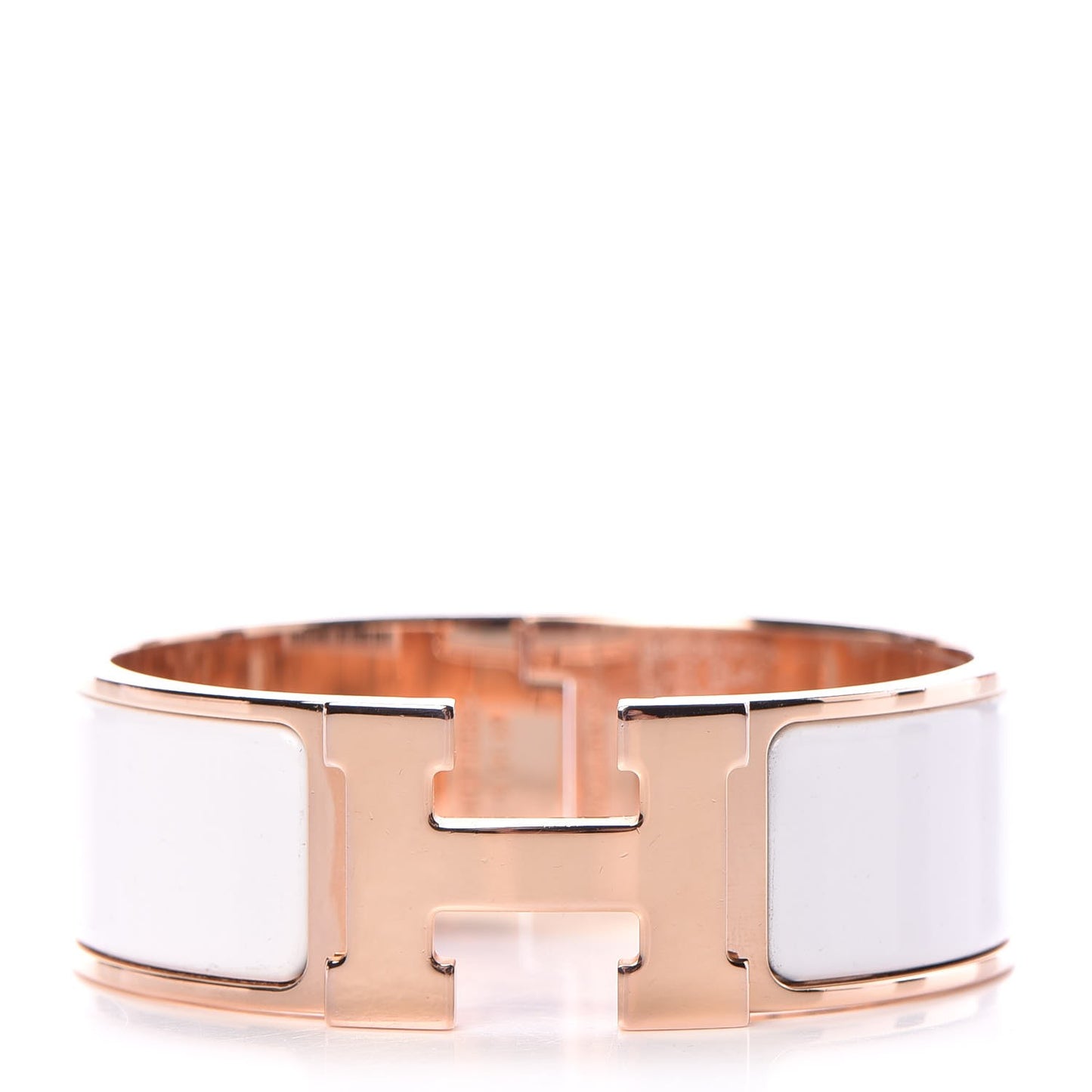 Enamel Wide Clic Clac H Bracelet PM White